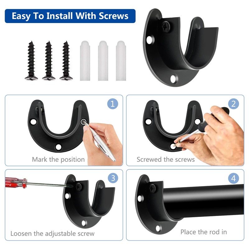 6 Pack Closet Rod Bracket, Heavy Duty Closet Rod Support