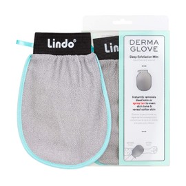 New Lindo Dermaglove - Deep Exfoliation Mitt, Remove Dead Skin, Reveal Softer Skin, Remove Bumps/Clogged Pores, Hang Ribbon (Gray/Mint)