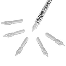 HEEPDD Feather Quill Set, 0.5mm English Calligraphy Feather Dip Pen with 5 Extra Feathers Europeanism Vintage Quill Signature Pen with Empty Inkwell Wedding (Red)