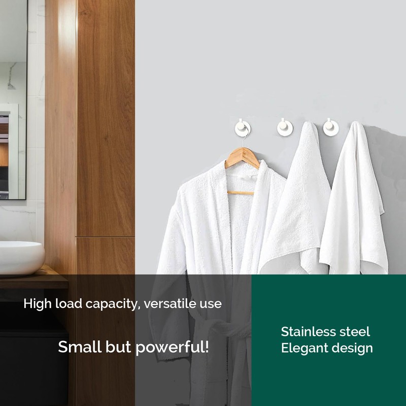 Kon-fort Home White Towel Hook, Screw, 2 Pack Bathroom Hooks