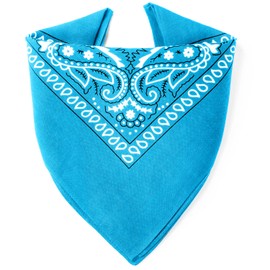 Karl Loven Bandana, Neckerchief, Headscarf, Original Paisley Pattern, Bikers’ Headwear, Hair Scarf, Wrist Bandana, 100% Cotton, Premium Quality for Women, Men, azure blue