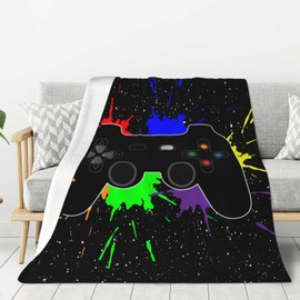 Perinsto Game Joystick Throw Blanket Ultra Soft Warm All Season Gaming Theme Decorative Fleece Blankets for Bed Chair Car Sofa Couch Bedroom 50"X40"