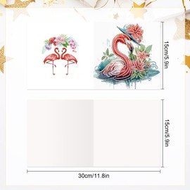 AiYuanzsh 6 Pack Diamond Painting Greeting Card Kits – Summer Flamingo Designs, DIY 5D Diamond Art Greeting Cards Postcards Crafts for Christmas, Birthday, Thanksgiving Day, Holiday, and Gifts