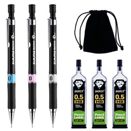 Zngou 7PCS Mechanical Pencil Set, 3PCS Clutch Pencils Fine Lead Pencils Automatic Technical Pencil with 3 Lead Refills 0.5mm HB Black Propelling Pencil