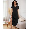 Marvmys Women’s Long Nightdresses Soft Cotton Nightshirt Short Sleeve V