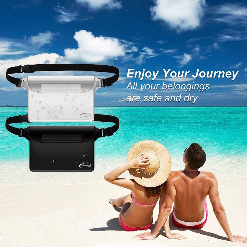 AiRunTech Waterproof Pouch with Waist Strap (2 Pack) | Beach