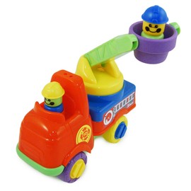 Fire Engine with turning ladder and firefighters