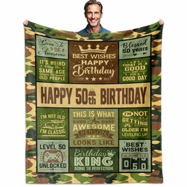 Whasnrt - Regalos de cumpleaños de 50 años para hombres, regalo de cumpleaños de 50 años para hombre, manta de 60 x 50 pulgadas, regalo para hombre de 50 pies, ideas de regalos de 50 cumpleaños