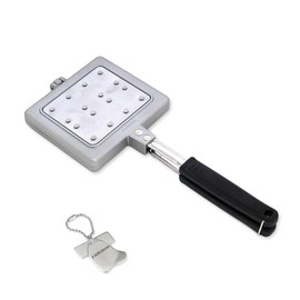 J-kitchens Outdoor Waffle Maker, Fluorine Resin Treatment, Made in Japan, Compatible with Gas IH100V, Original T-shirt, Can Opener Included