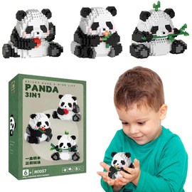 GAROMIA 3-in-1 Panda Building Blocks Set, Mini Clamping Blocks, Panda Building Blocks, Construction Toy, Panda Gift, Animals Building Blocks, Building Blocks, Building Blocks, Building Block Set,