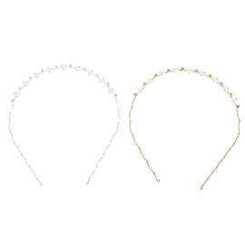 Frcolor Headband Pearl Cute Bangs Hair Closure Hair Accessories, Hair Arrangement, Women's, Children, Adults, Gold, Silver, Set of 2