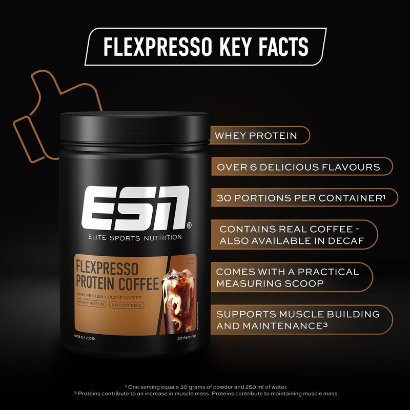 ESN Flexpresso Protein Coffee, Decaffeinated Coffee, 908 g, 2 lbs,