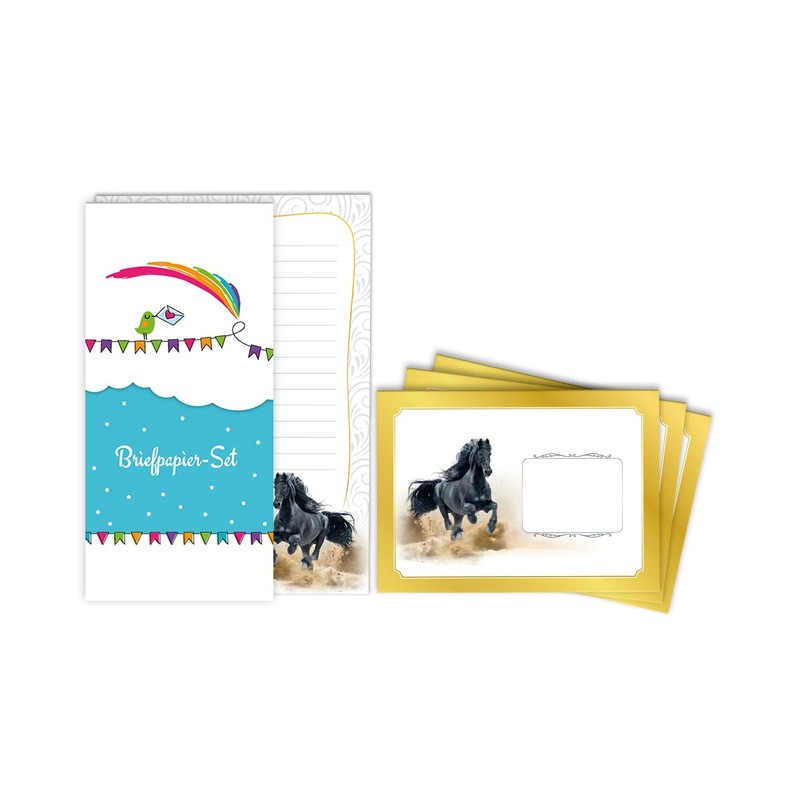 Letter Paper Set A5 with Envelopes Children's Horse Black for