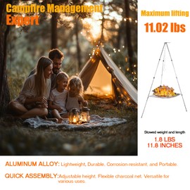 JouiiSiYa Portable Outdoor Fire Pit Camping Tripod Stand, Campfire Pit Collapsible Mesh Fire Pits Fireplace with Storage Bag for Camping, Patio, Backyard and Garden