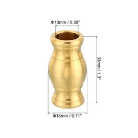 PATIKIL 18x33mm Solid Brass Lamp Neck, 2 Pack Threaded Turned Brass Spindle Slips Lamp Finial Pipe Coupling for Lamp Decoration