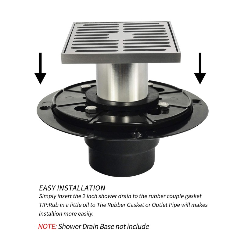 PHASAT Brass Floor Drain Contemporary 4 inches Square, with Removable