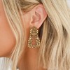 EVER FAITH Geometric Statement Earrings Large Square Triangle Dangle Crystal