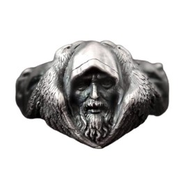 MayiaHey Wolf Ring, Nordic Viking Warrior Odin Head Ring for Men, Norse Viking Wolf Animal Ring Wolf Jewelry, Celtic Wolf Head Ring Hip Hop Wolf Band Ring Punk Odin Wolf Amulet Ring for Boys, 9, Non-Precious Metal, no