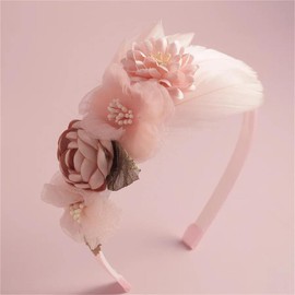 DANRENPANG Handmade Butterfly Flower Girls Pink Fashionable Simulated Mesh Flower Headband For Women, Girls And Children Wedding Headbands And Hair Accessories (6, 11CM+13.5CM)