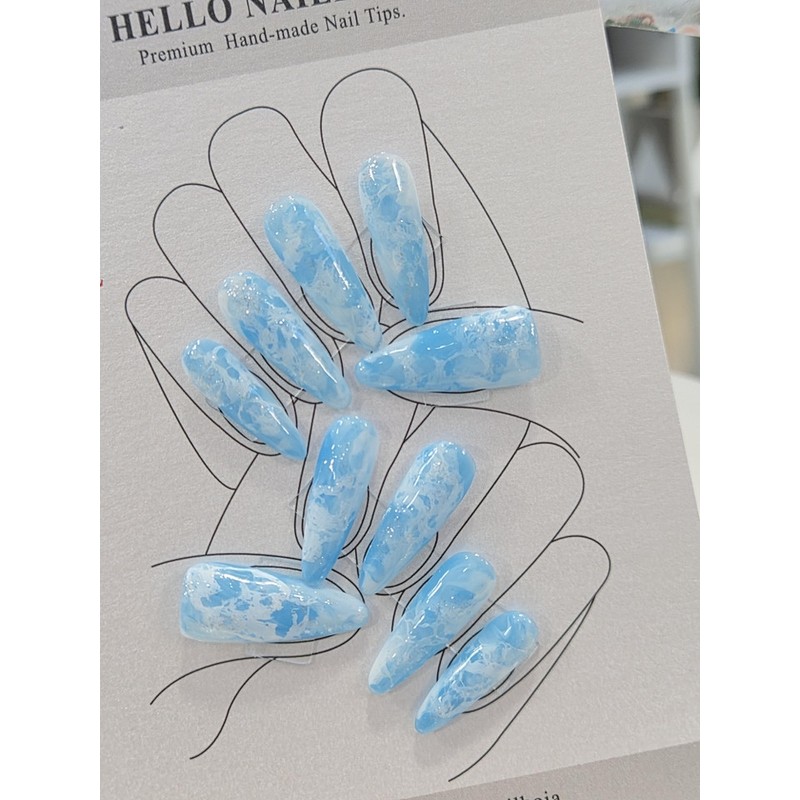 Hello. A spoonful of waves [Handmade nail tip] - Almond