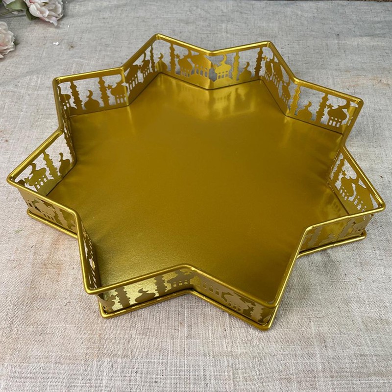 Ramadan Food Serving Tray Iron Food Plate Dessert Pastry Candy