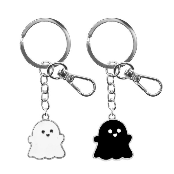 FORUBUS Black White Ghost with Flower Accessory Keyrings Set -