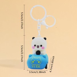 YOKUSHI 2 PCS Bubu and Dudu Cute Keychains, Kawaii Cartoon Statue Bears Panda Figurine Key Chains for Women Backpacks Car Keys Gifts