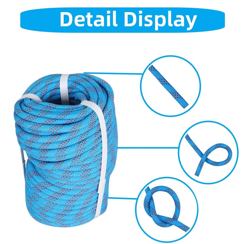 TINVHY 3/8IN x 100FT Blue Red Braided Polyester Arborist Rigging