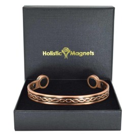 Pure Copper Magnetic Bracelet Copper Bangle 6 Powerful Neodymium Magnets Unisex Adjustable, Braided Pattern- HGB (M: Wrist 16.5-19.5cm/6.5-7.6")
