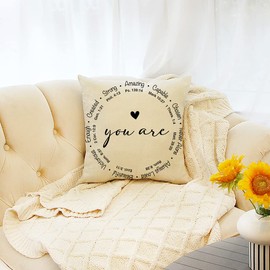 Ogiselestyle Farmhouse Pillow Covers with You are Amazing Quote 18 x 18 Inch Farmhouse Rustic Cushion Covers with Saying Family Room Décor