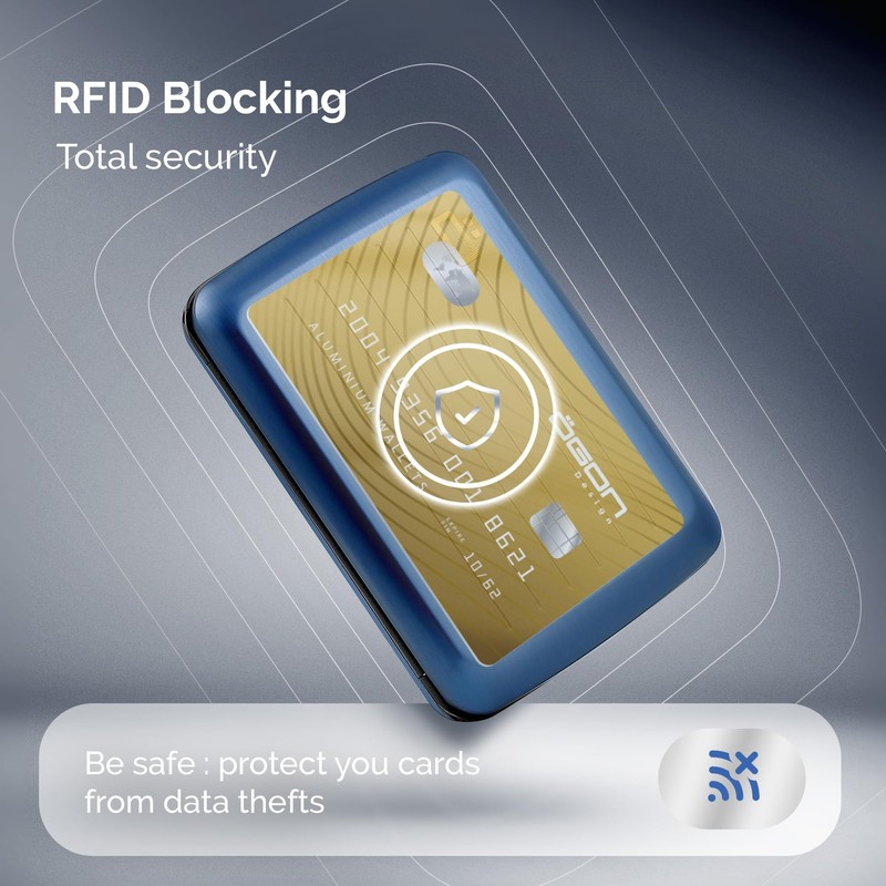 ÖGON -DESIGNS- Aluminum card holder with metal lock, RFID Protection