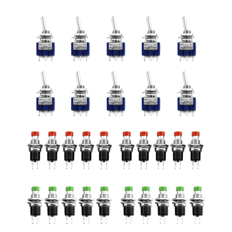 QWORK® Mini Switch Set of 30, 10 x Mini Toggle