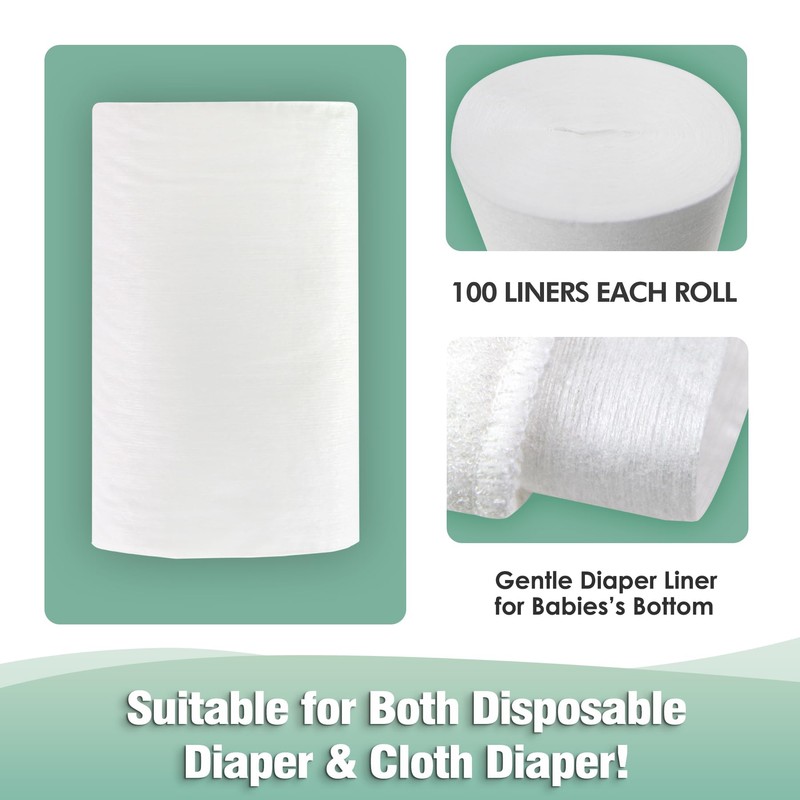 wegreeco Unscented Diaper Liners,Fragance Free and Chlorine Free - 100