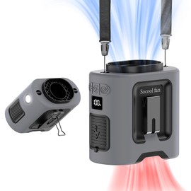 Socool 14500mAh Portable Waist Fan Clip on Belt 360 Rotation Wearable Rechargeable Personal Shirt Fan, 67H Cooling 5-Speed Battery Operated with Light, Neck Fan Hands-Free for Outdoor Jobsite Camping
