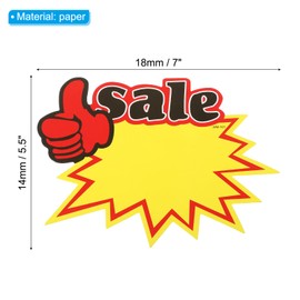 PATIKIL 80pcs Star Burst Signs, 7x5.5in Blank Star Burst Signs Price Tag Stickers Pricing Tags Fluorescent Neon Paper for Sign Retail Store Vehicle, Thumbs Up Sale