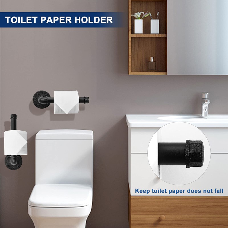 NearMoon 4 Pieces Industrial Pipe Bathroom Hardware Set, Include 18