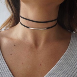 Layered Choker for Women Black Layering Velvet Chokers Short Necklace for Girls Pendant Choker Jewelry Accessories for Fashion Party Prom Daily Wear (STYLE-6)