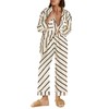 Tankaneo Womens Striped Set 2 Piece Outfits Casual Long Sleeve