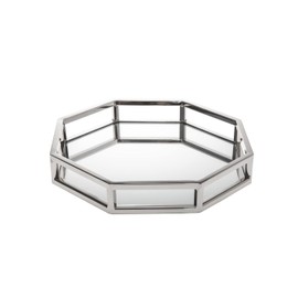 Godinger Decorative Tray, Perfume Tray, Vanity Tray, Octagon Home Decor Tray - Aspen Collection, Silver, 10"