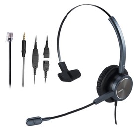 MAIRDI - Auriculares de teléfono con RJ9 y conector de 3,5 mm para oficina, teléfono fijo, teléfono celular, computadora portátil, centro de llamadas con micrófono, funciona para Cisco 7941 7965 6941 7861 8961