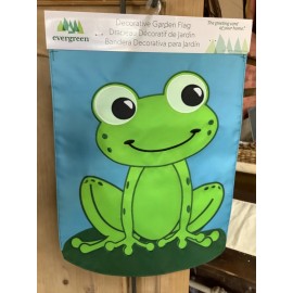 Evergreen Flag & Garden Frog  basic appliqué  garden flag