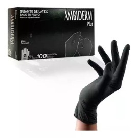 Ambiderm Guantes Negros Latex (tatuajes, Estetica, Cocina) Ambiderm M