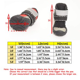 Leconpet Dog Boots Water Resistant Dog Shoes with Reflective Fastening Straps and Rugged Anti-Slip Sole 4PCS (2#, Red)
