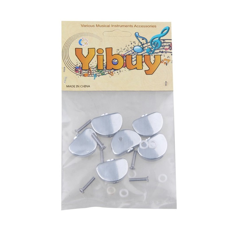 Yibuy 6pcs Silver Alloy Guitar Machine Head Buttons Tuning Pegs