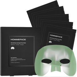 HommeFace Set De Mascarilla Facial De Hidrogel Revitalizante Para Hombres (5Ct) - Mascarilla Facial Hidratante, Antienvejecimiento Y Calmante Con Ácido Hialurónico, Vitamina B, C, E Y P
