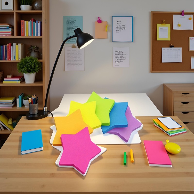 6 Color Star Shape Sticky Notes, 240 Sheets Star Shape