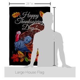 Breeze Decor Fall Home American Flags for Outside 3x5 Banner Pack Outdoor Wall Scroll Room Tapestry Indoor Textile Poster Pumpkins Thanksgiving Turkey Patriotic Decor, Autumn Gifts Made in USA