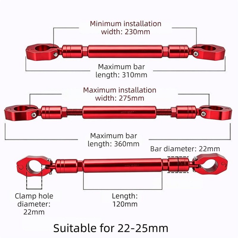 Motorcycle 22-25mm Aluminum Alloy Balance Bar Durable No rusting Handlebar