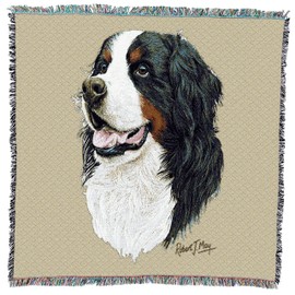 Pure Country Weavers Bernese Mountain Dog Lap Square Blanket by Robert May - Working Group - Gift for Dog Lovers - Tapestry Throw Woven from Cotton - Made in The USA (54x54)