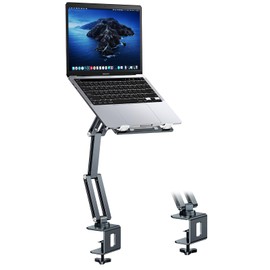 nediea Laptop Mount for Desk, Tablet Arm Mount with 360° Rotating, Aluminum Laptop Tray Adjustable, Foldable Computer Stand/Holder, Fit for 11-17 Inch Laptops (Grayish Green)
